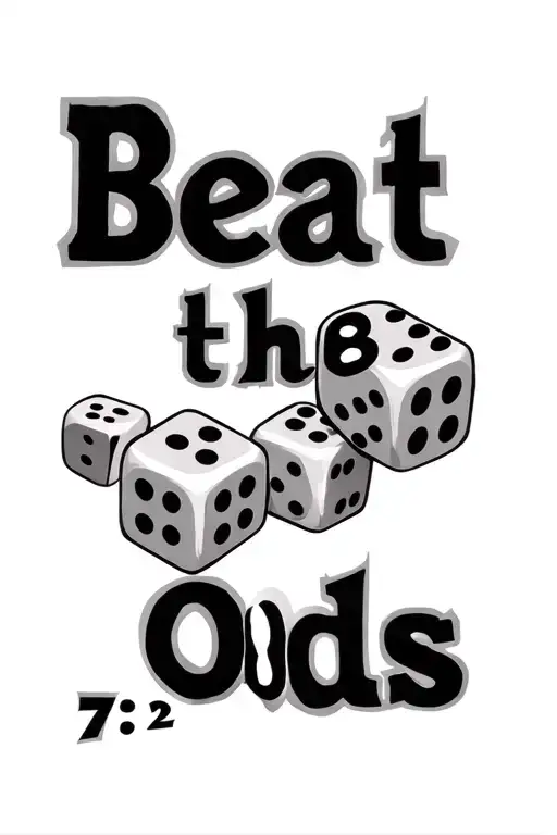 beat the odds text with dice rolling 7-2 tattoo design idea