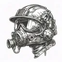 Incorporate a diver's helmet and firefighter's helmet merging together symbolizing your transition tattoo design idea