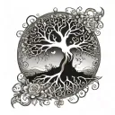 tree of life half dead half alive with roots tattoo tattoo design idea