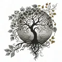 tree of life half dead half alive with roots tattoo tattoo design idea