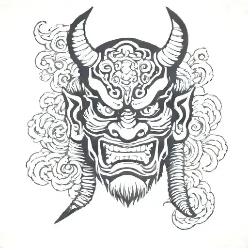japanese oni mask tattoo design idea