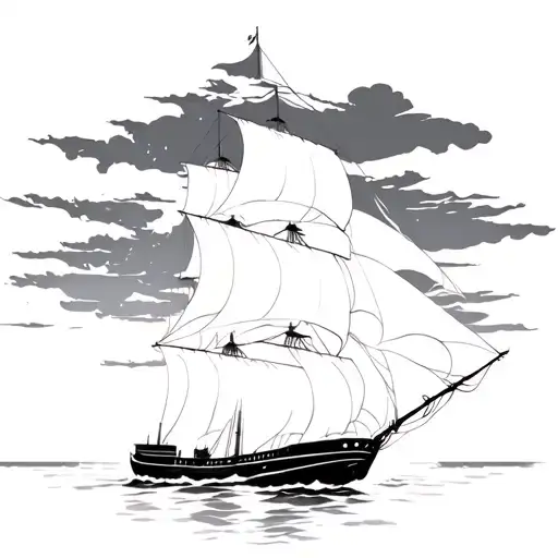 the odyssey ship and sky tattoo design idea