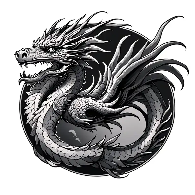 polynesian dragon flying tattoo design idea