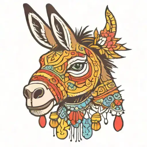donkey with a basquait crown tattoo design idea