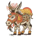 donkey with a basquait crown tattoo design idea