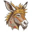 donkey with a basquait crown tattoo design idea