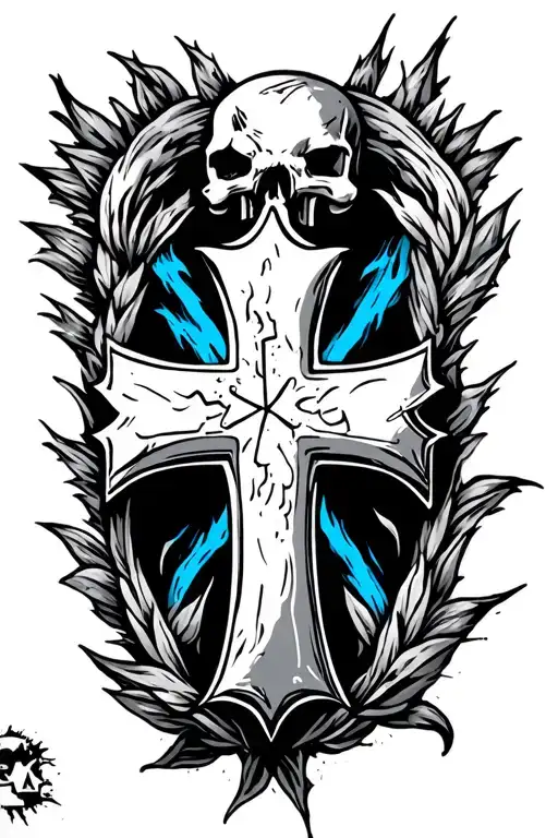 blue collar work with a cross for protection while I work  tattoo design idea