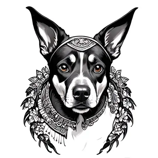 mictlan con un xoloitzcuintle mexican dog tattoo design idea