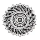 ocean waves transforming into concentric mandala patterns, abstract symmetry, depth and expansion, clean line work tattoo design idea