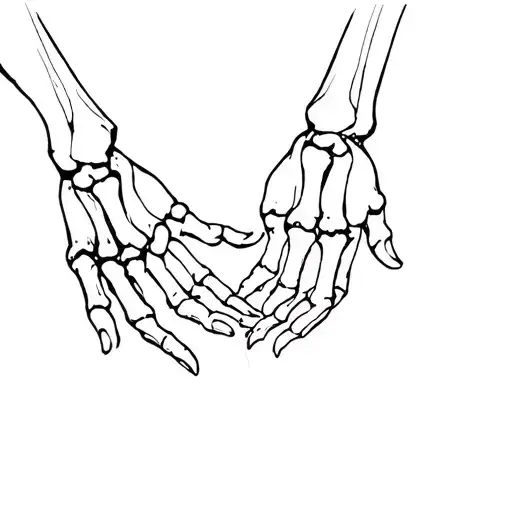 2 bones hands so no skin reaching out to touch, similar to the creation of adam hands in the sistine chapel. With the wo tattoo design idea