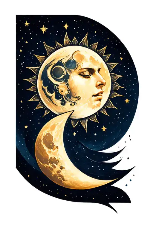 moon sun stars, simple and for man and woman  tattoo design idea