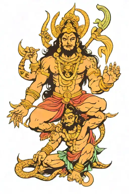shiva and hanuman tattoo design idea