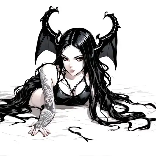 Anime, succubus, tied up tattoo design idea