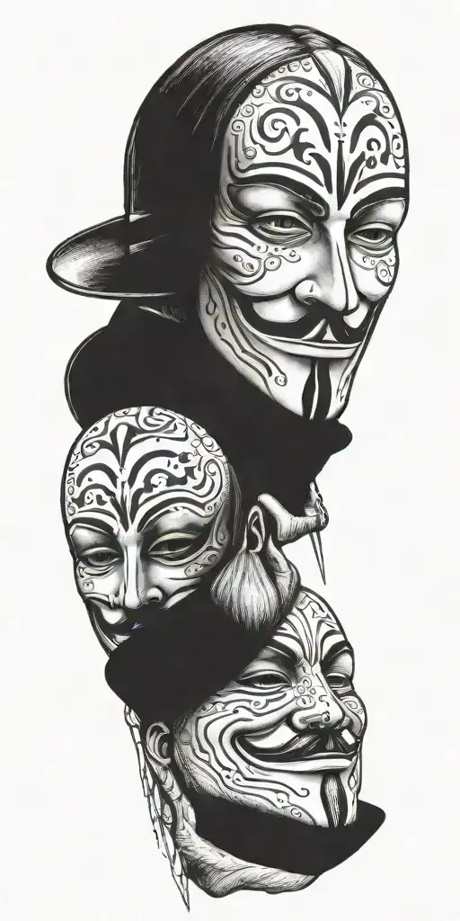 v for vendetta with rorschach fromwatchmen tattoo design idea