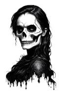 fractured skull faded into vampire womans face morphing tattoo design idea
