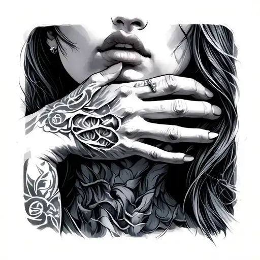 Hand Choking Neck tattoo design idea