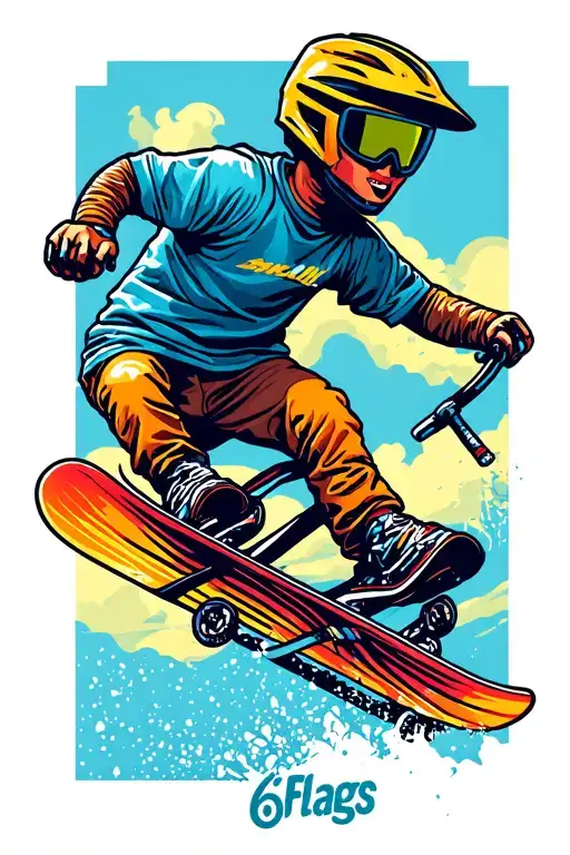 bmx snowboarding 6flags tattoo design idea