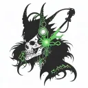 The Quote says "Out Of The Norm" also Dragon with Wizard Powers, Skull, Headphones,Music Notes, Third Eye and Nova stars tattoo design idea