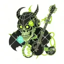 The Quote says "Out Of The Norm" also Dragon with Wizard Powers, Skull, Headphones,Music Notes, Third Eye and Nova stars tattoo design idea