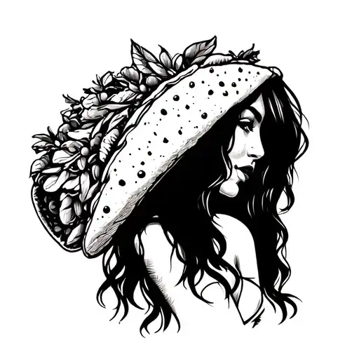 Taco with girl holing it tattoo design idea