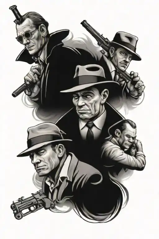 gangsters and mobsters tattoo design idea