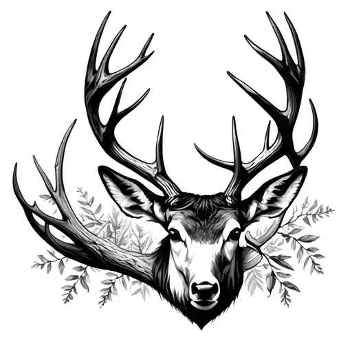 Deer antlers intertwined tattoo design idea