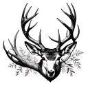 Deer antlers intertwined tattoo design idea
