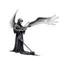Grim Reaper with wings holding a violin tattoo design idea