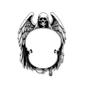 Grim Reaper with wings holding a violin tattoo design idea