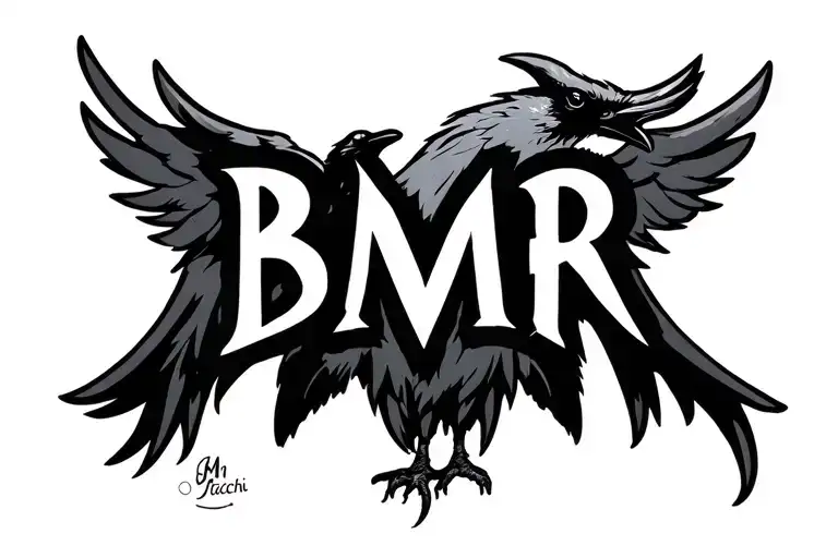 "B M M R" Itachi crow tattoo design idea