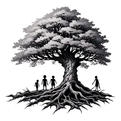 Life tree 4 children Bueno Chocolate tattoo design idea