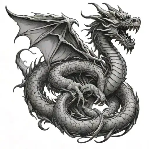 Black Ink Dragon tattoo design idea