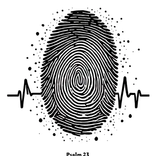 fingerprint heartbeat psalm 23 tattoo design idea