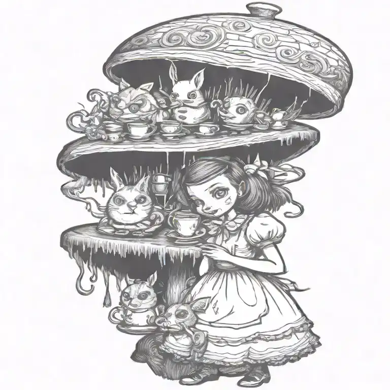 The Magnus Archives Fran Bow Alice in Wonderland tattoo design idea