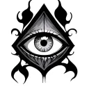 evil eye inside triangle tattoo design idea