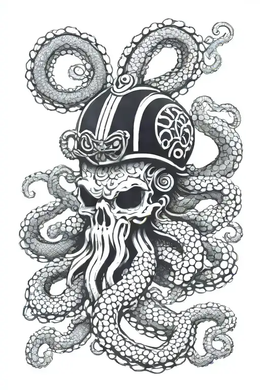 octopus wearing centurion helmet tattoo design idea