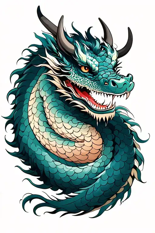 japanese dragon gap filler tattoo design idea