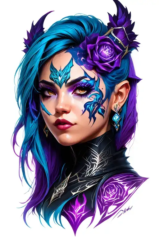 Jinx form Arcane league of legends tattoo design idea