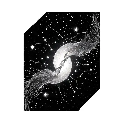 Cancer and Sagittarius constellation merging together to create tattoo design idea