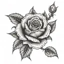A hauntingly beautiful tattoo capturing the emotions of overcoming personal challenges and loss, symbolized by a delicate rose with thorns tattoo design idea
