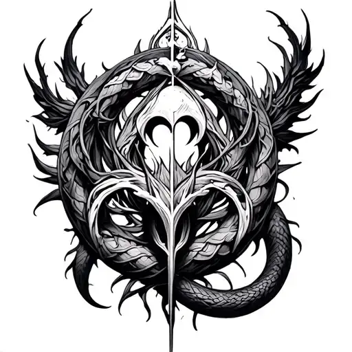 Gothic elaborate Ouroboros tattoo design idea