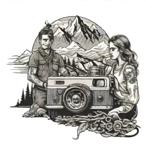 Parents,Sister jeep girlfriend mountain camera compass tattoo design idea