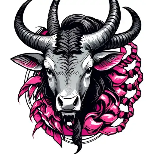 Tattoo for pink men of the winds which includes astrological signs fish, capricorn, scorpion and bull tattoo design idea