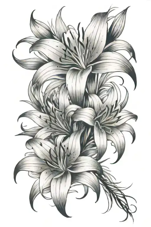 888 and spider lily tattoo design idea