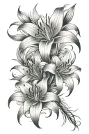 888 and spider lily tattoo design idea