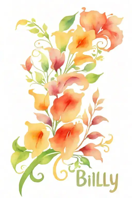 flowers and vines with the name billy   tattoo design idea