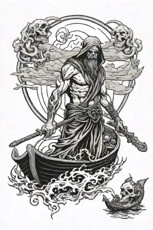charon boatman from hades tattoo design idea