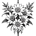 edelweiss and runes intertwined tattoo design idea