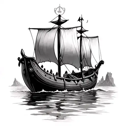 a viking boat in the spanish arch galway tattoo design idea