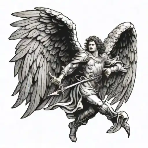 Archangel Raphael angel holding tattoo design idea